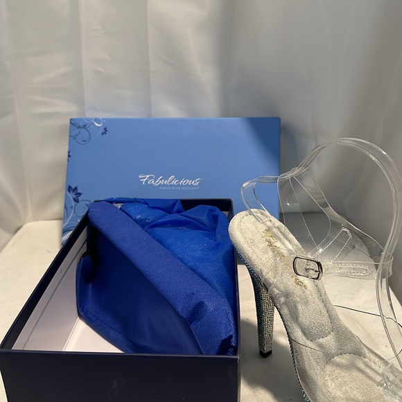 Clear rhinestone heels by Pleaser USA, AB crystals new inbox shoes - Picture 5 of 8